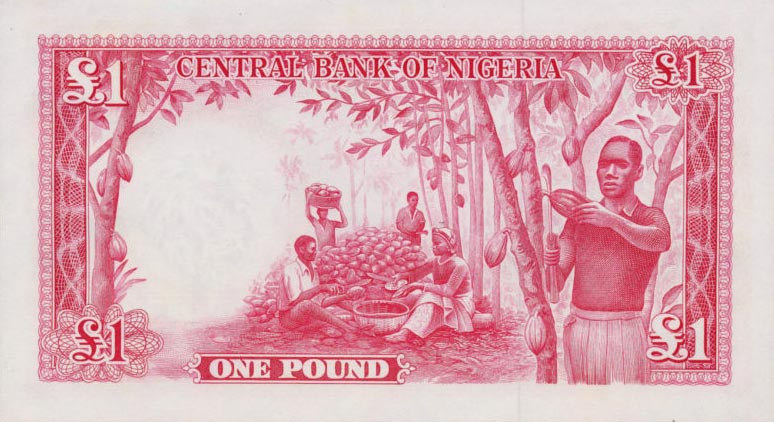 Back of Nigeria p4a: 1 Pound from 1958