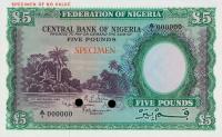 p5ct from Nigeria: 5 Pounds from 1958