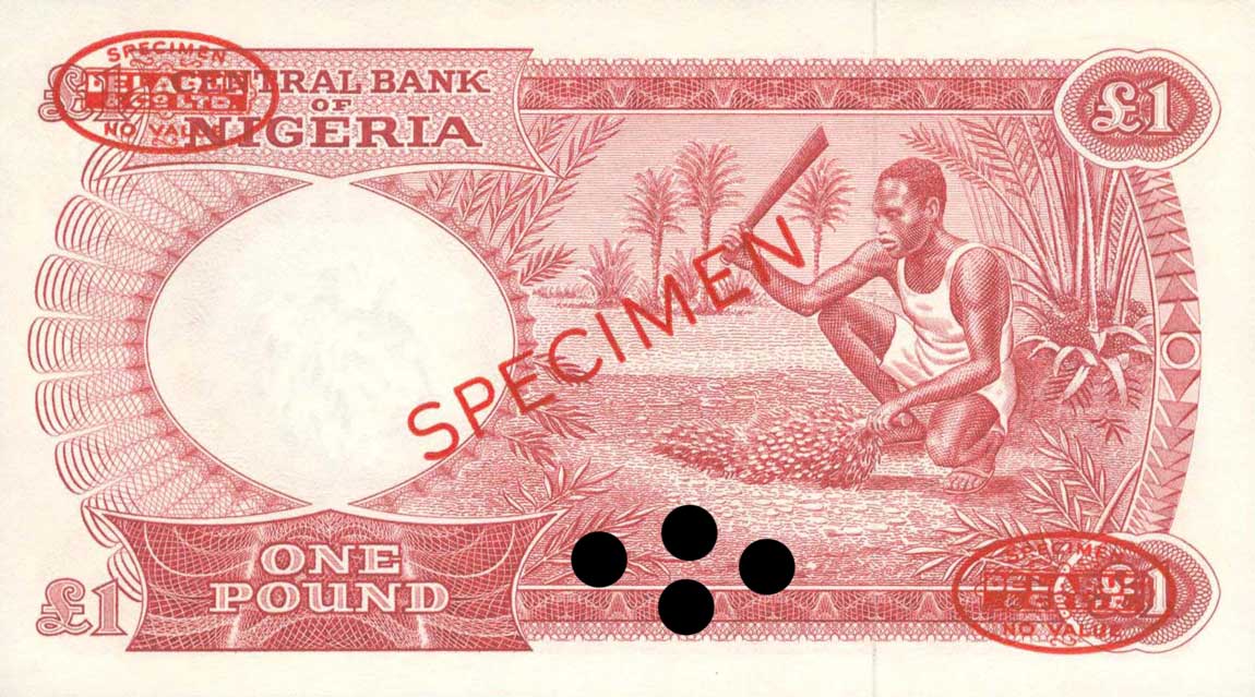 Back of Nigeria p8s: 1 Pound from 1967