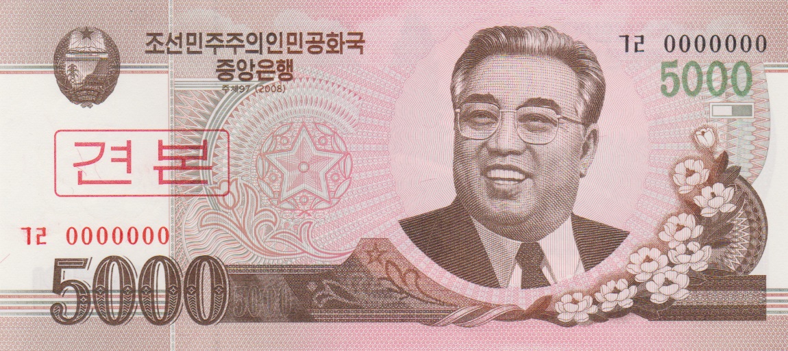 Front of Korea, North p66s: 5000 Won from 2002