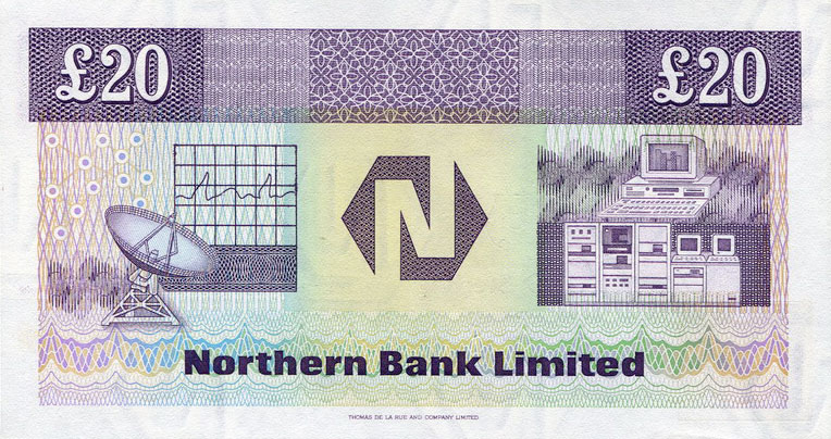 Back of Northern Ireland p195c: 20 Pounds from 1996