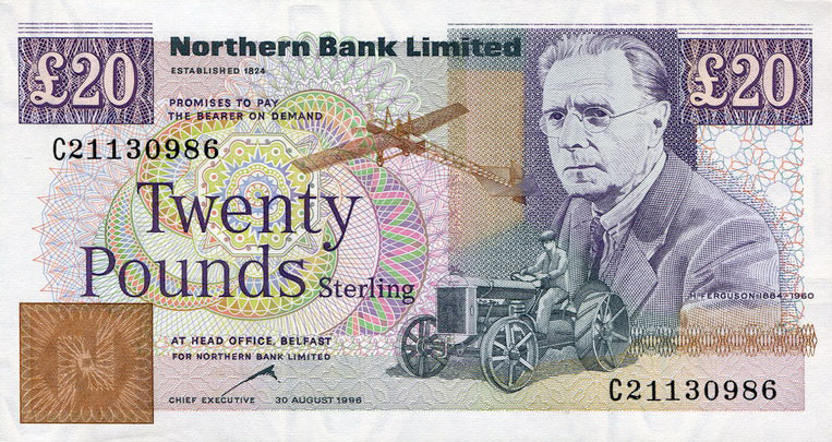 Front of Northern Ireland p195c: 20 Pounds from 1996