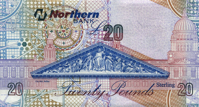 Back of Northern Ireland p207a: 20 Pounds from 2005