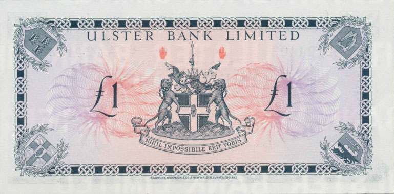 Back of Northern Ireland p325a: 1 Pound from 1971