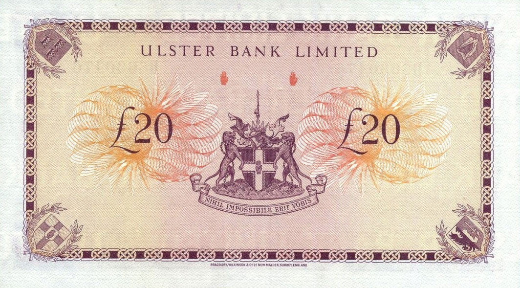 Back of Northern Ireland p328b: 20 Pounds from 1976