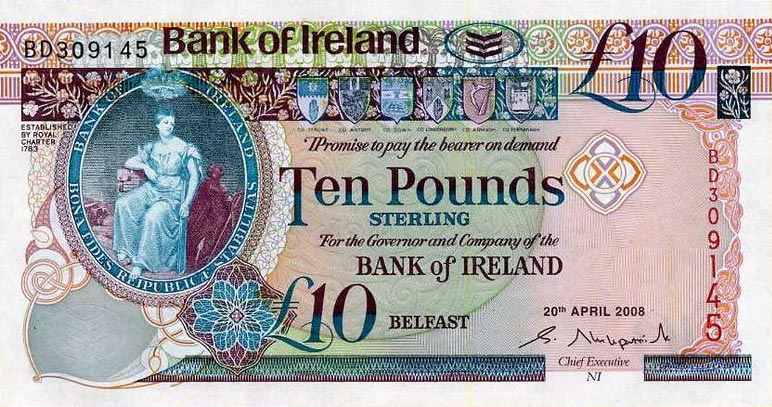 Front of Northern Ireland p84a: 10 Pounds from 2008