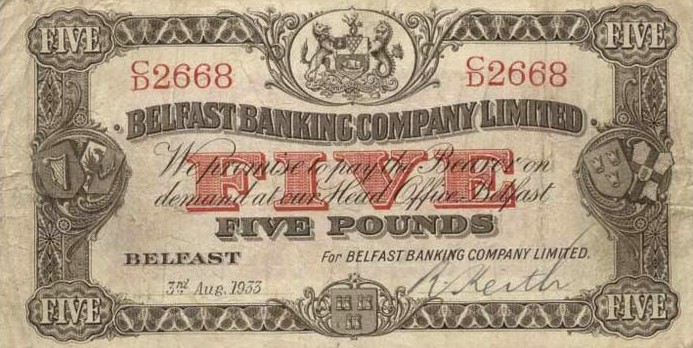 Front of Northern Ireland p127b: 5 Pounds from 1923