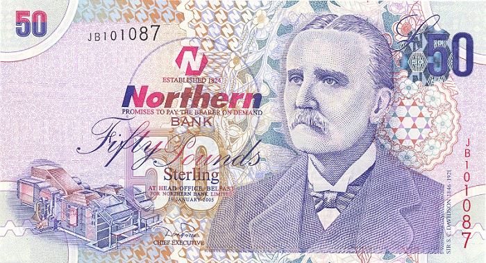 Front of Northern Ireland p208a: 50 Pounds from 2005