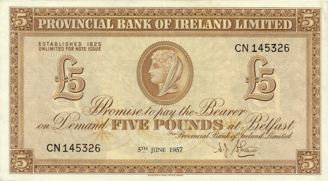 Front of Northern Ireland p242: 5 Pounds from 1954