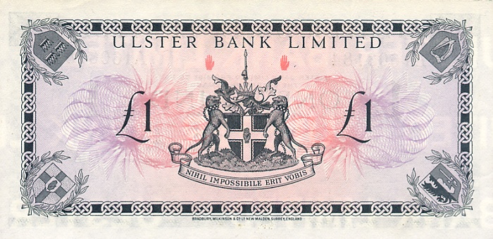 Back of Northern Ireland p325b: 1 Pound from 1973