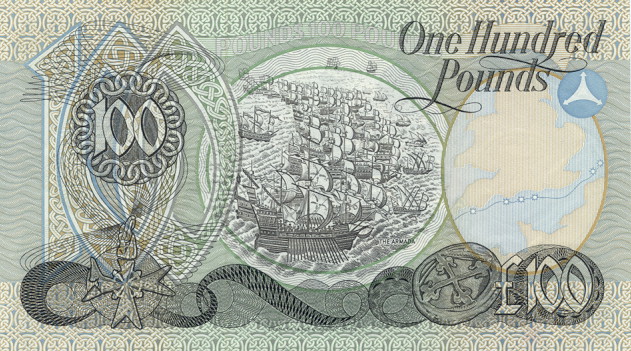 Back of Northern Ireland p5: 100 Pounds from 1982