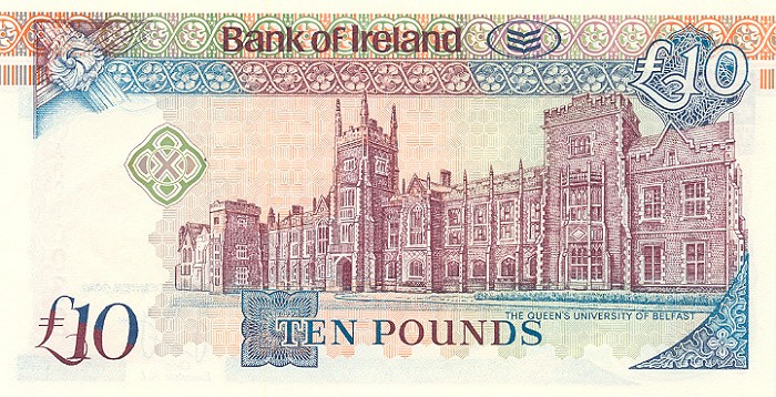 Back of Northern Ireland p75a: 10 Pounds from 1995