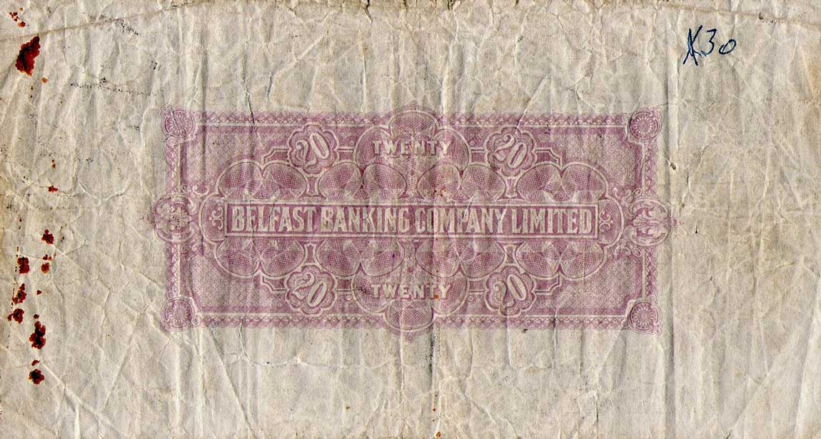 Back of Northern Ireland p129c: 20 Pounds from 1943