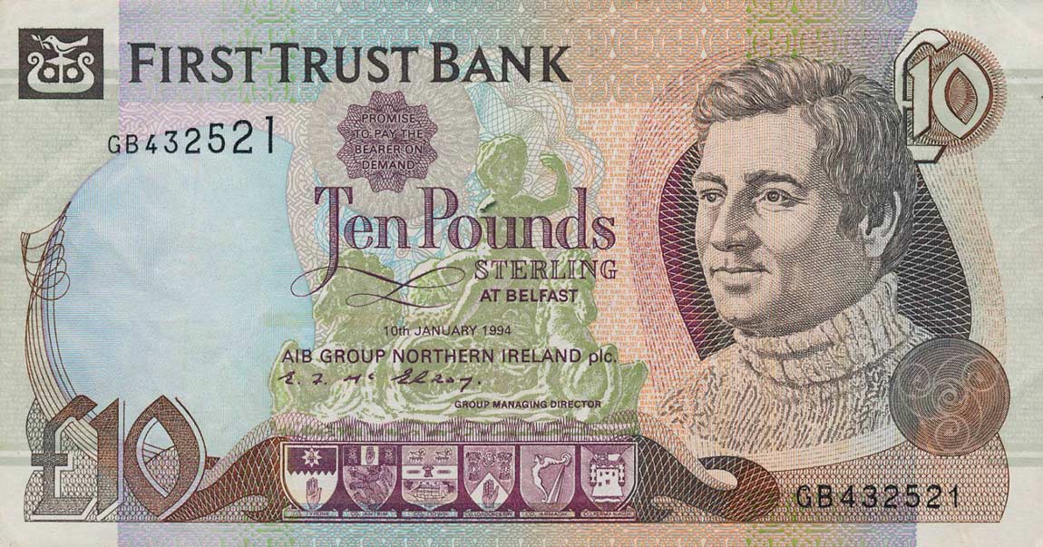 Front of Northern Ireland p132a: 10 Pounds from 1994