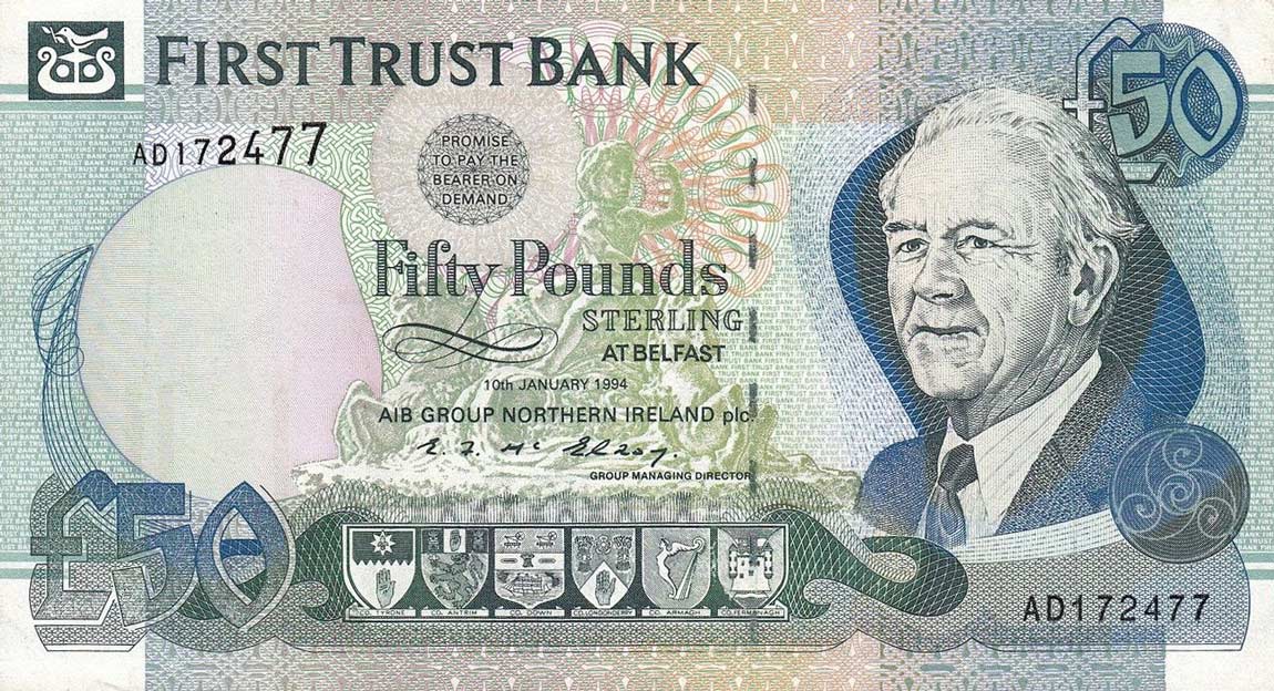 Front of Northern Ireland p134a: 50 Pounds from 1994