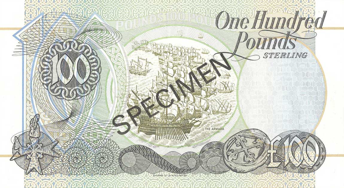 Back of Northern Ireland p135s2: 100 Pounds from 1996