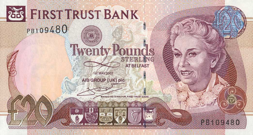 Front of Northern Ireland p137b: 20 Pounds from 2007