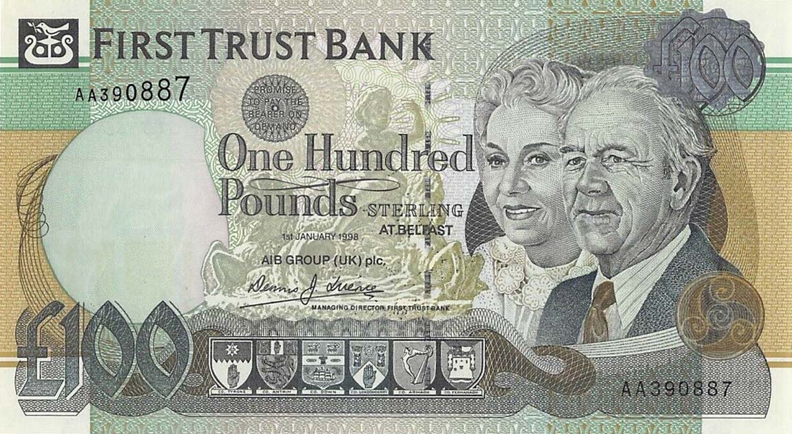 Front of Northern Ireland p139a: 100 Pounds from 1998