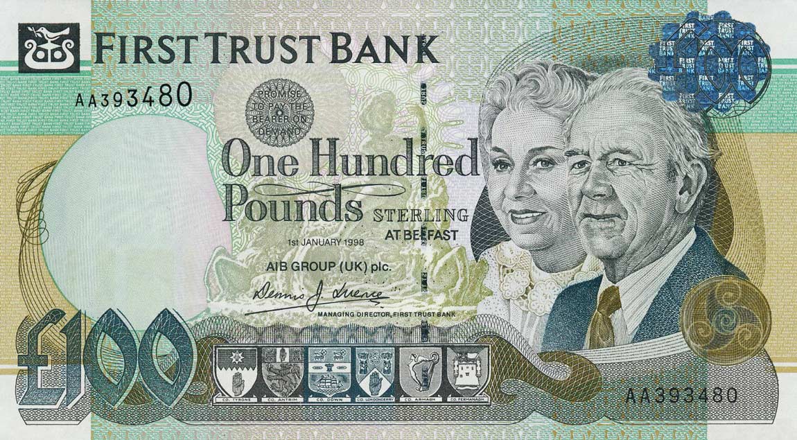 Front of Northern Ireland p139b: 100 Pounds from 1998