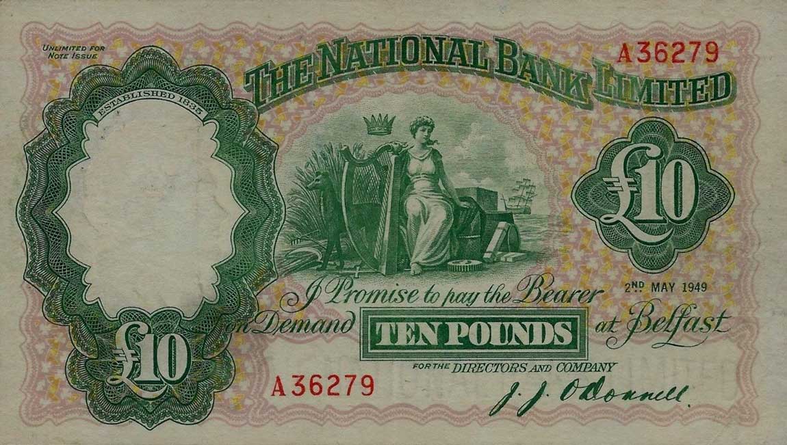 Front of Northern Ireland p160a: 10 Pounds from 1942