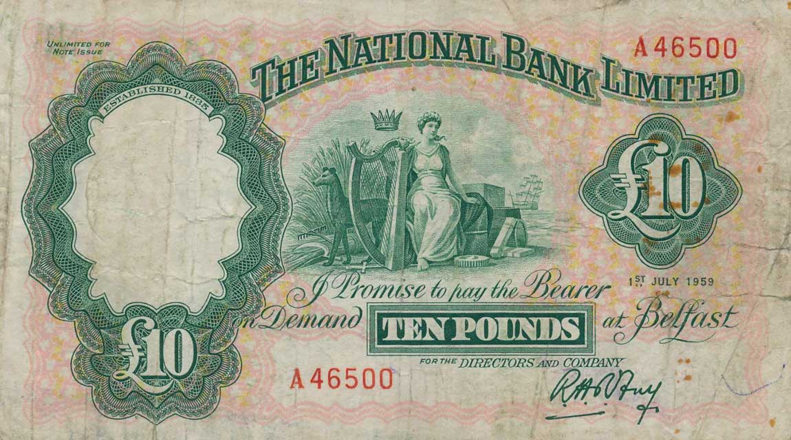 Front of Northern Ireland p160b: 10 Pounds from 1959