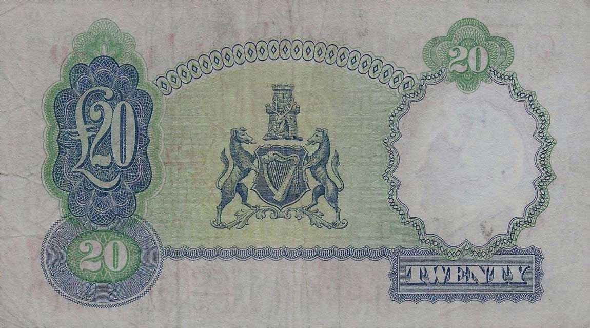 Back of Northern Ireland p161b: 20 Pounds from 1959