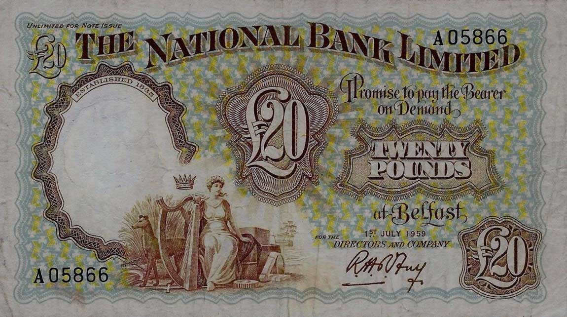 Front of Northern Ireland p161b: 20 Pounds from 1959