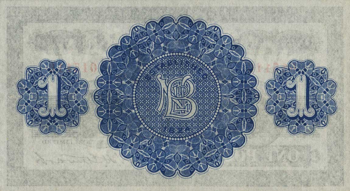 Back of Northern Ireland p178a: 1 Pound from 1929