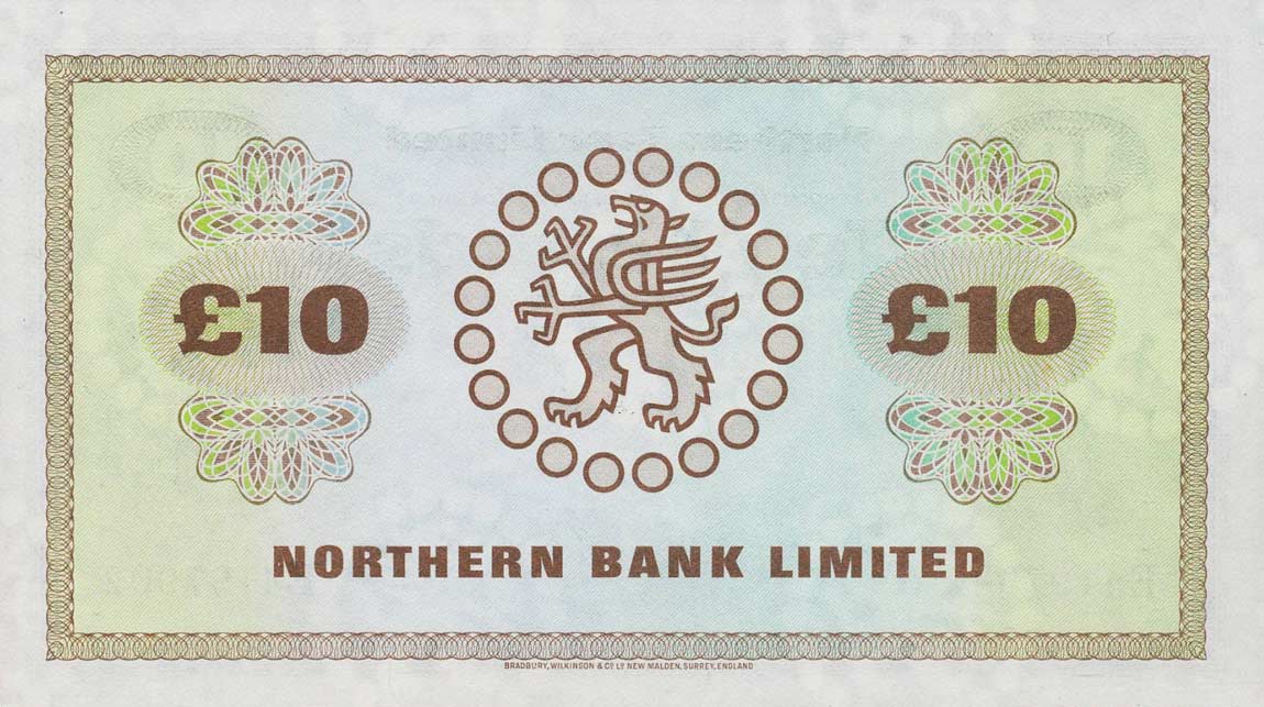 Back of Northern Ireland p189e: 10 Pounds from 1970