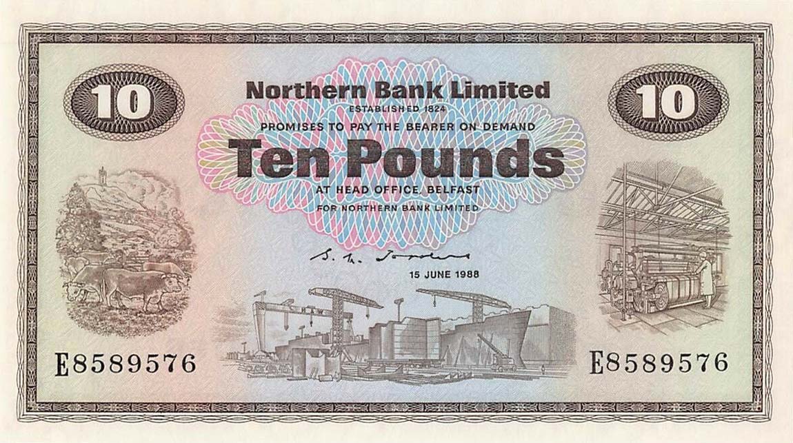 Front of Northern Ireland p189f: 10 Pounds from 1970