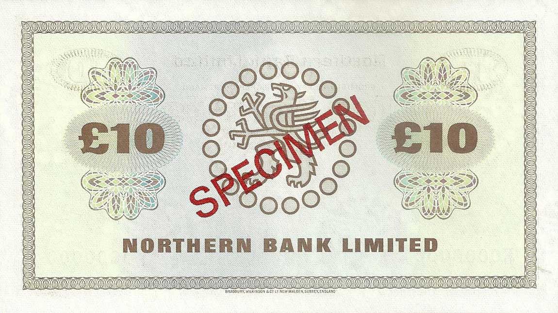 Back of Northern Ireland p189s: 10 Pounds from 1970