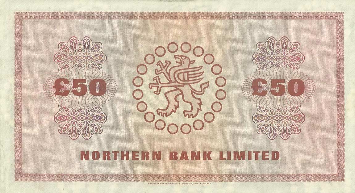 Back of Northern Ireland p191c: 50 Pounds from 1970