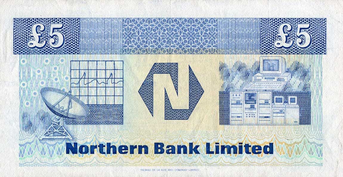 Back of Northern Ireland p193a: 5 Pounds from 1988