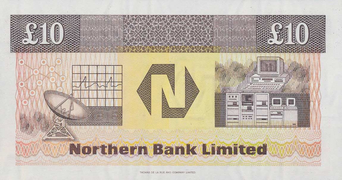 Back of Northern Ireland p194a: 10 Pounds from 1988