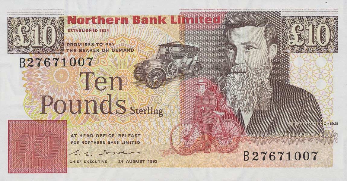 Front of Northern Ireland p194b: 10 Pounds from 1991