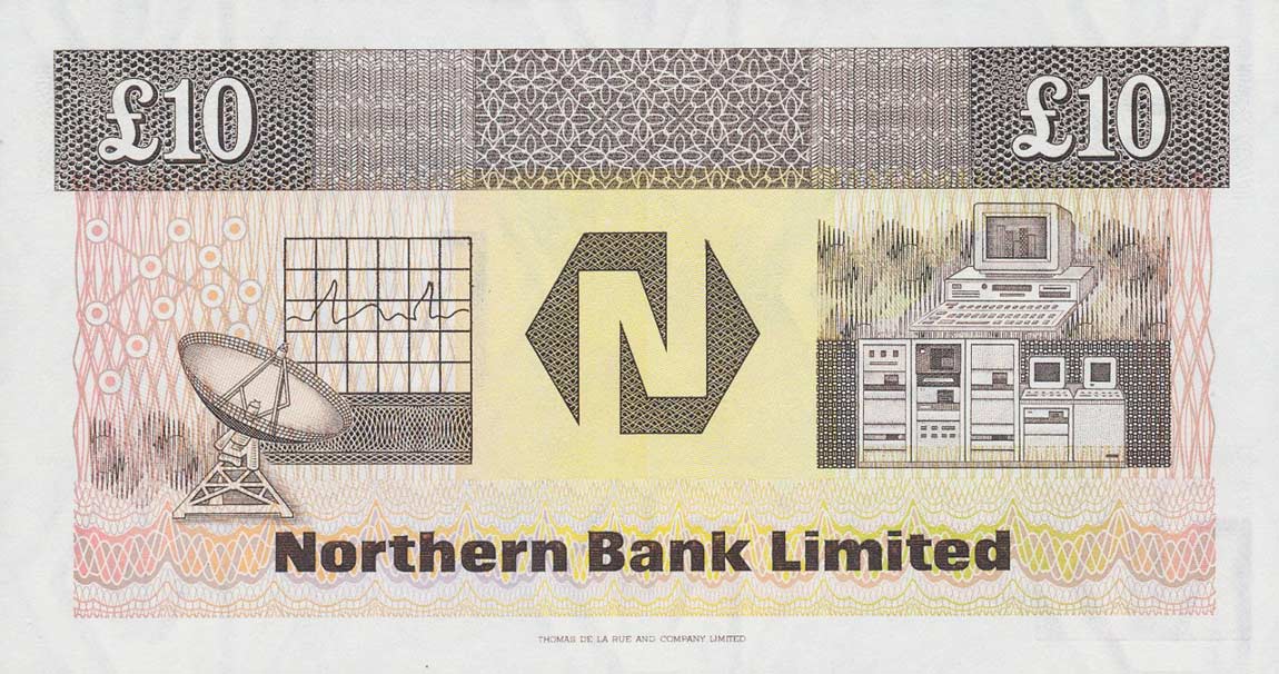 Back of Northern Ireland p194c: 10 Pounds from 1996