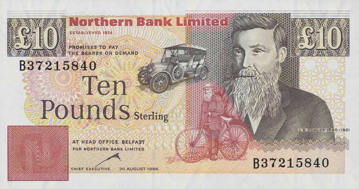 Front of Northern Ireland p194c: 10 Pounds from 1996