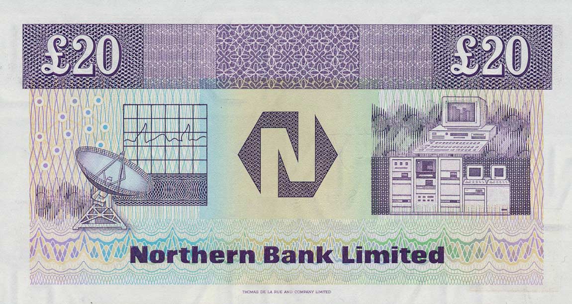 Back of Northern Ireland p195b: 20 Pounds from 1989