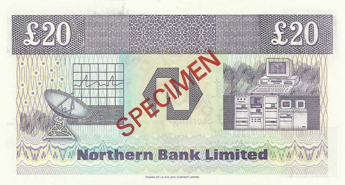 Back of Northern Ireland p195s: 20 Pounds from 1988