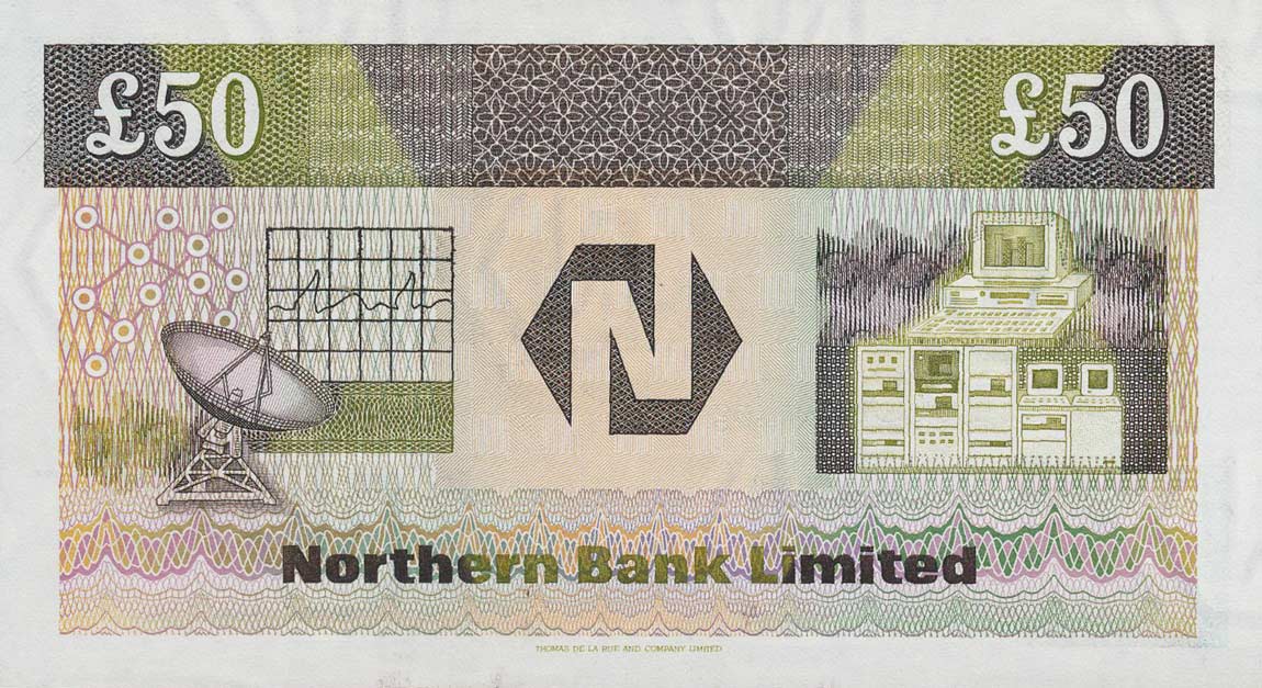 Back of Northern Ireland p196a: 50 Pounds from 1990