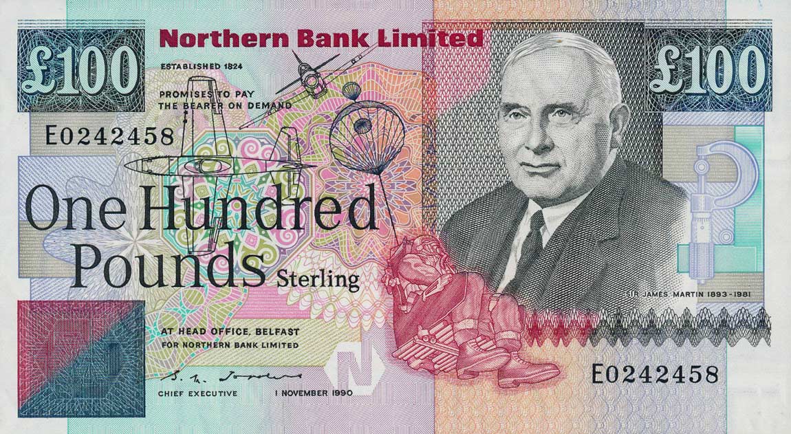 Front of Northern Ireland p197a: 100 Pounds from 1990
