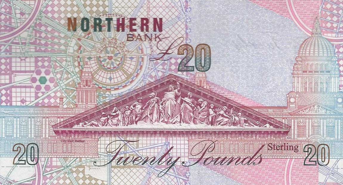 Back of Northern Ireland p199b: 20 Pounds from 1999