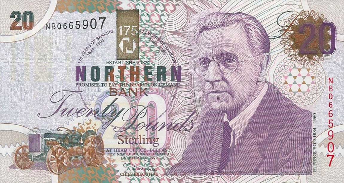 Front of Northern Ireland p202a: 20 Pounds from 1999