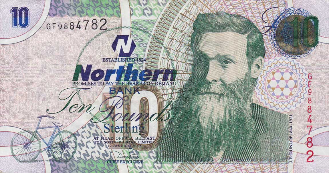 Front of Northern Ireland p206a: 10 Pounds from 2005