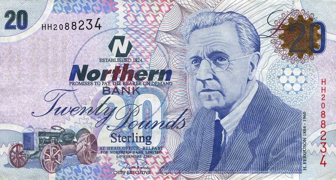 Front of Northern Ireland p207b: 20 Pounds from 2006