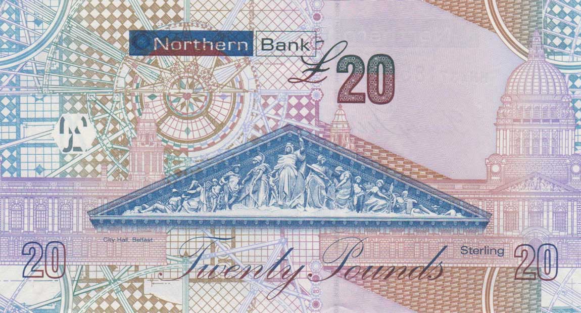 Back of Northern Ireland p211a: 20 Pounds from 2009