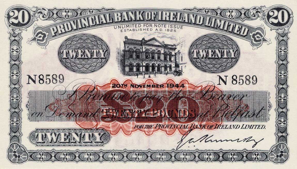 Front of Northern Ireland p234b: 20 Pounds from 1943