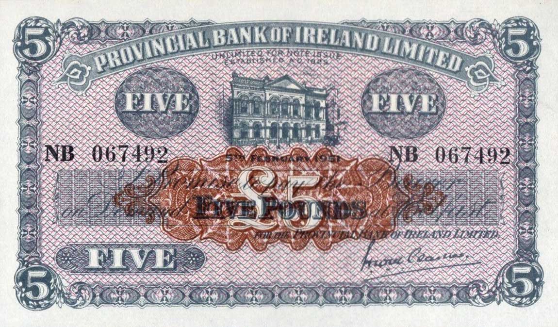 Front of Northern Ireland p239b: 5 Pounds from 1948