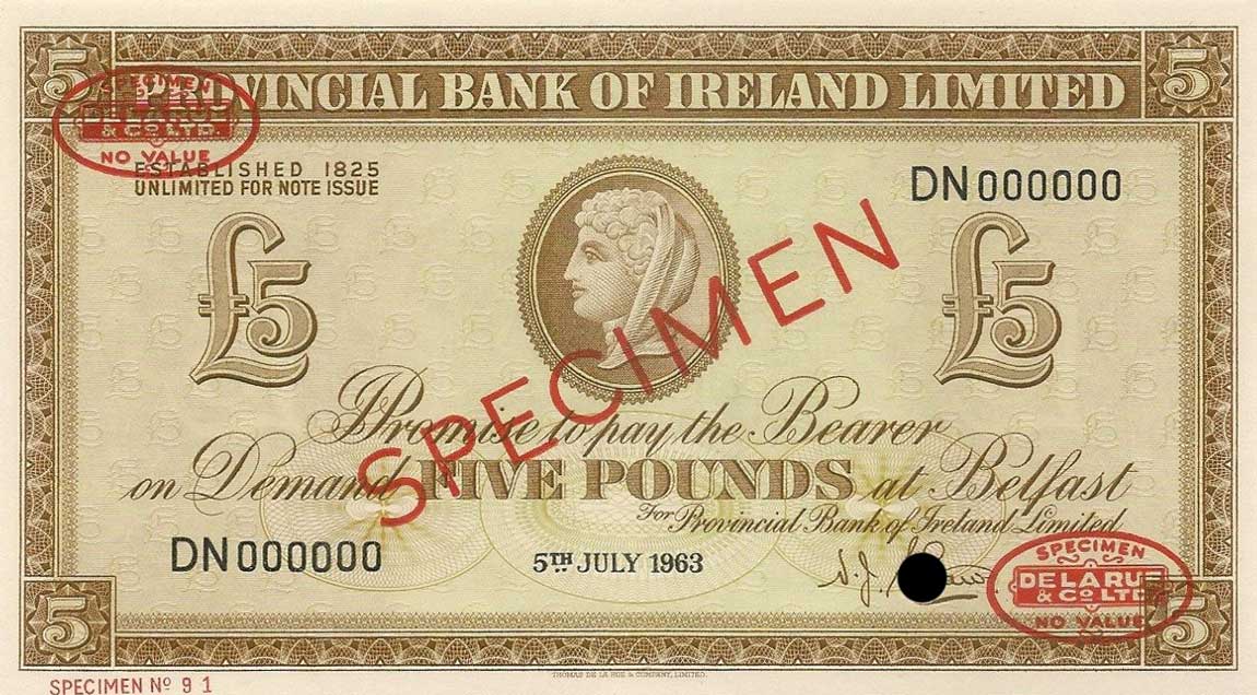 Front of Northern Ireland p244s: 5 Pounds from 1965