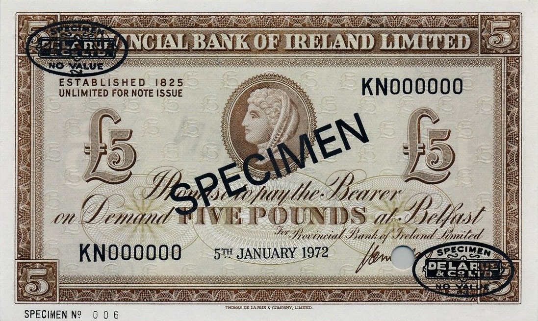 Front of Northern Ireland p246s: 5 Pounds from 1968